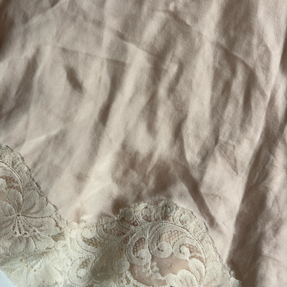 Vintage Y2K Cacique 100% Slip Dress Pinkish Small Nude and Ivory Lace - Picture 4 of 6